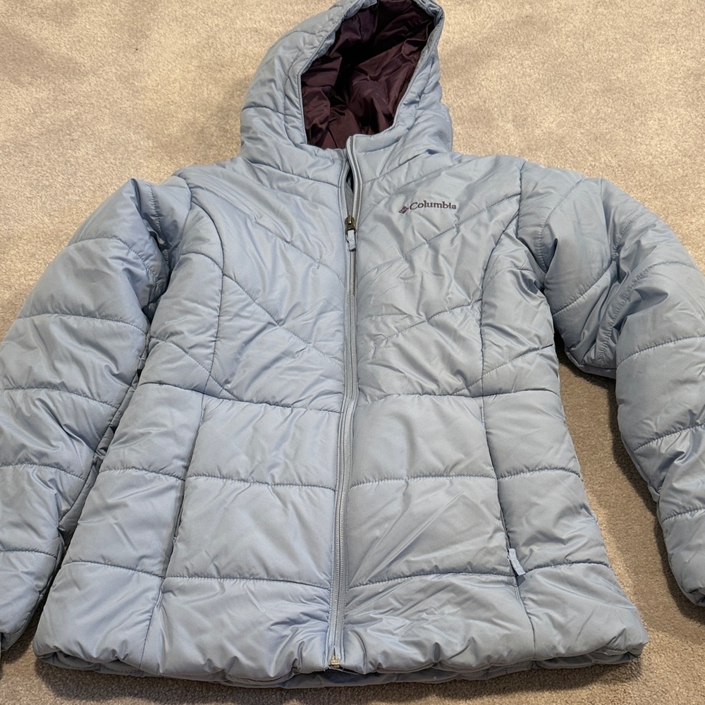 Columbia Girls Pale Blue Hooded Puffer Jacket